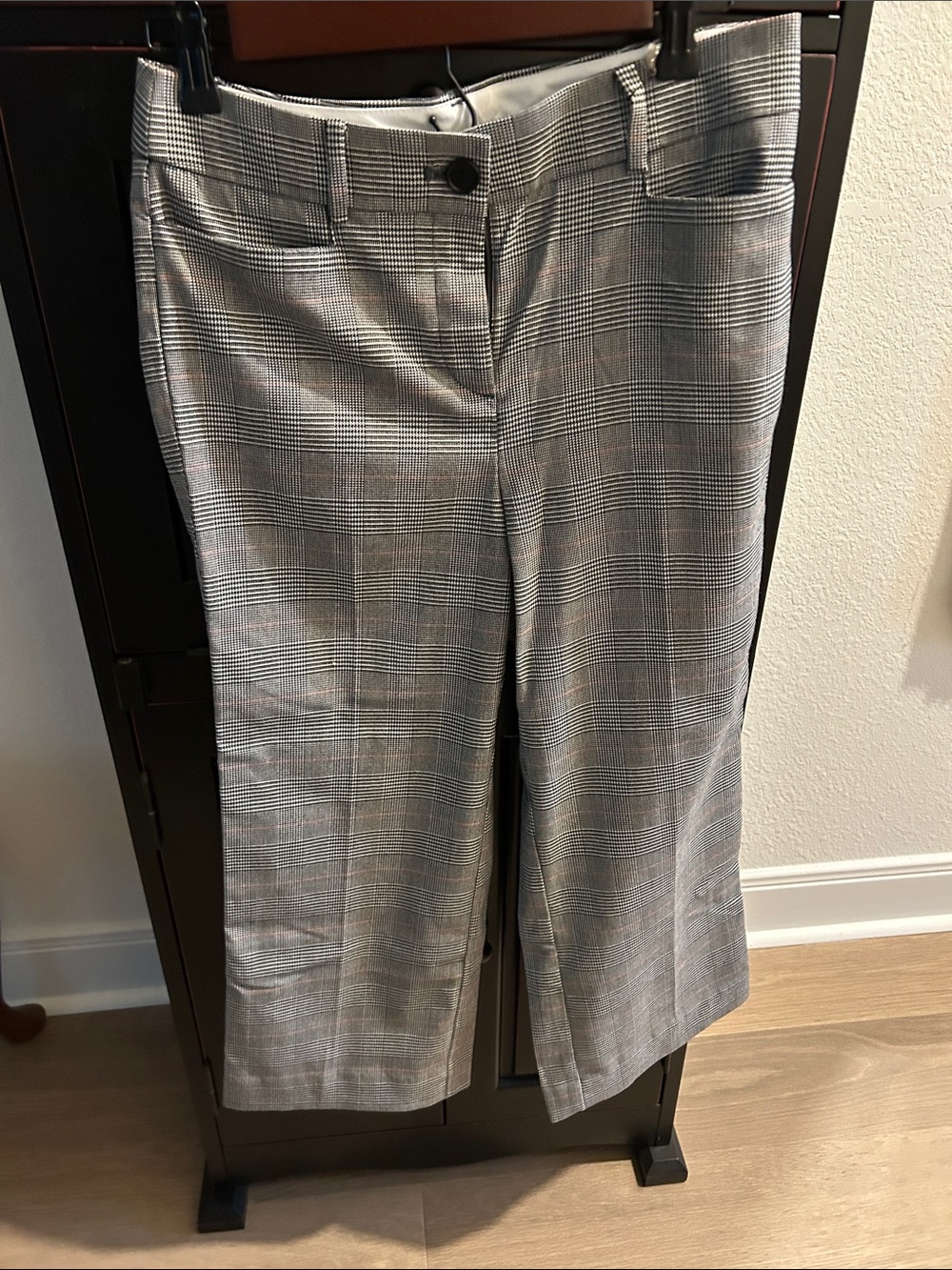 Plaid High Waist Trouser  Dress Pants - Gray
